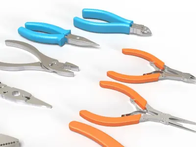 Plier hand tools and Wrench Set 3d model 3D model
