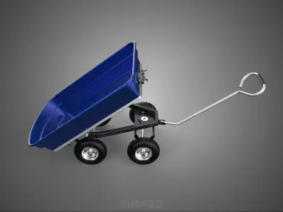 DURABLE BLUE TILT BIN DUMPER CART TROLLEY WHEELBARROW WAGON FARM 3D model