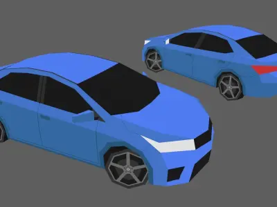 Game-ready car two cars Low-poly 3D model