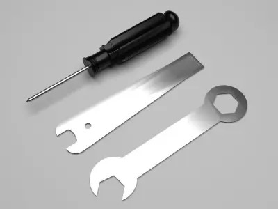 Mini Screwdriver With Mini Wrench 3D model