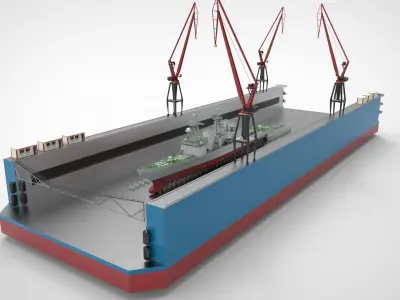 Floating docks Shipbuilding 3D model