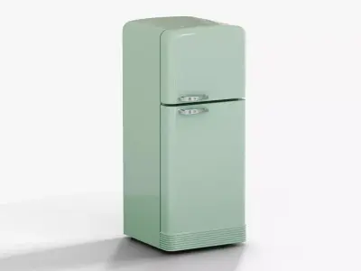 Retro fridge mint Low-poly 3D model
