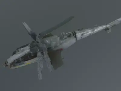 destroyed helicopter 3D model