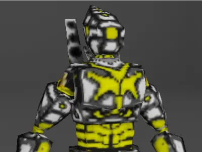 PSX style cyber soldier - Retro Modeling Character Low-poly 3D model