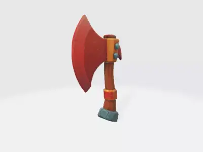 Battle axe Low-poly 3D model 9