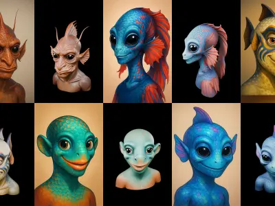 Head Fish bundle 15 pack 66 glb 3D model