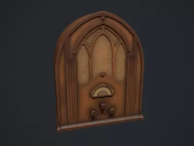 Antique Table Top Cathedral Radio Low-poly 3D model