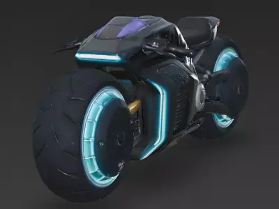 Realistic Cyberpunk Easter Motorcycle 3D Model Low-poly 3D model