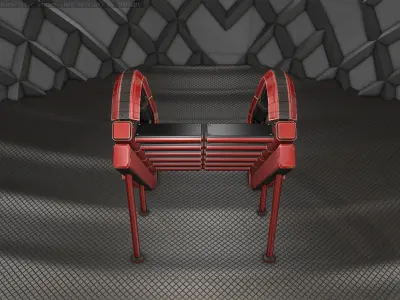 Sci-Fi Stairs - 12 - Red Version  Low-poly 3D model
