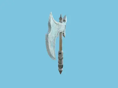 Medieval Battle Axe 08 Ice Elemental - Fantasy Weaponry Low-poly 3D model