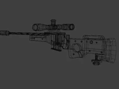 AWM Sniper-Rifle Low Poly 3D Model Low-poly 3D model