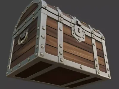 Medieval Wooden Treasure Chest 3D model