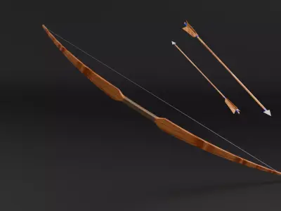 Low Poly Bow and Arrows  Game Ready Blender Unity Unreal Low-poly 3D model