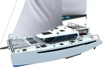 Catamaran Low-Poly PBR Low-poly 3D model