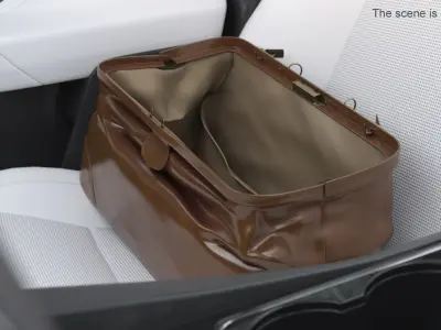 Vintage Bag Brown Leather Opened 3D model