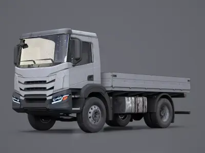 Realistic Flatbed Truck Aged and Rusted 3D model