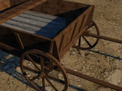 Wooden cart 3D model shop