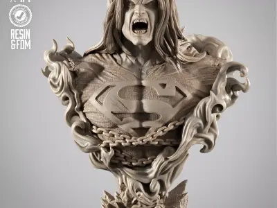 B3DSERK Superman Dark Night Portrait Bust 3D print model