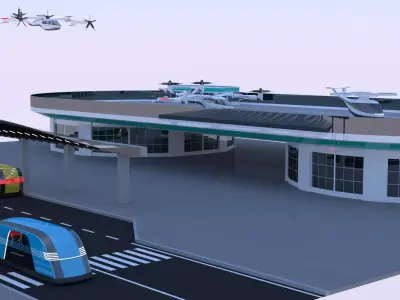 Droneport Hyundai S-A1 and Tesla Robovan 3D model