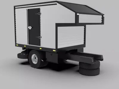 Aluminum Cargo Box Truck Low-poly 3D model