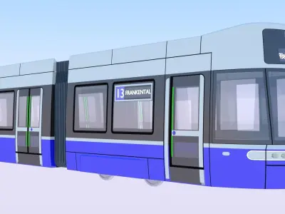 Tram Flexity Zurich exterior 3D model