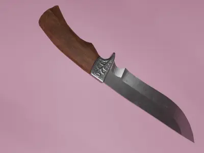 Hunting knife Low-poly 3D model 8