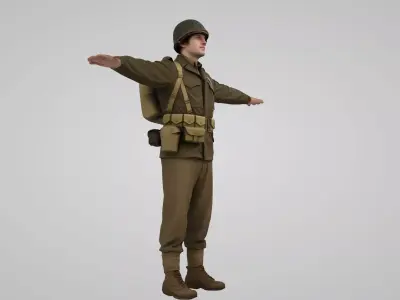  old American soldier 3D model 3D model