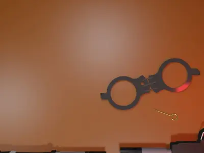 lowpoly guns and hand cuffs 3D model