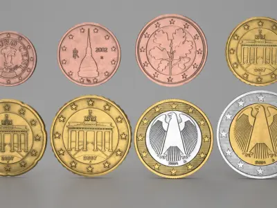 Euro Coins Collection PBR 3D model
