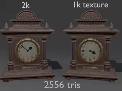 Antique table clock Low-poly 3D model