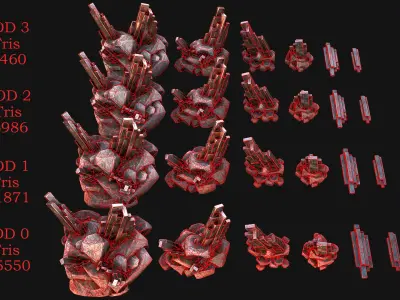 Silver Ore Mineral Stones and Rocks Low-poly 3D model