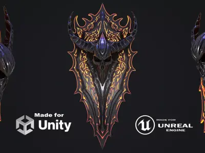 Fantasy shield 1 game ready 3d model Low-poly 3D model