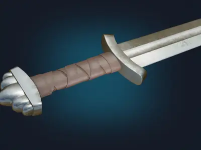 Medieval Realistic Viking Sword Middle-poly Game ready 3D model