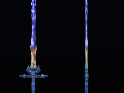Handpainted Fantasy Stardust Sword Low-poly Low-poly 3D model