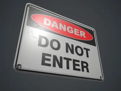 Plastic Danger Sign PBR Game Ready Low-poly 3D model