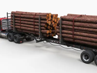 Peterbilt 359 logger truck Low-poly 3D model