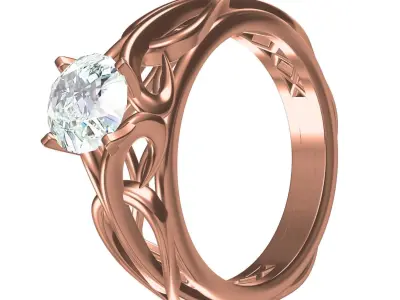 Antique Single Diamond Celtic Bridal Wedding Ring 3D print model