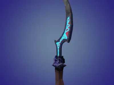 Stylized dagger with transparent inner crystal lwo-poly   Free low-poly 3D model