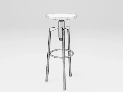 Industrial Bar Stool Low-poly 3D model
