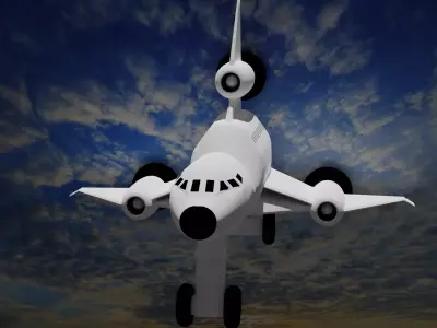Triplane airplane in sky 3D model