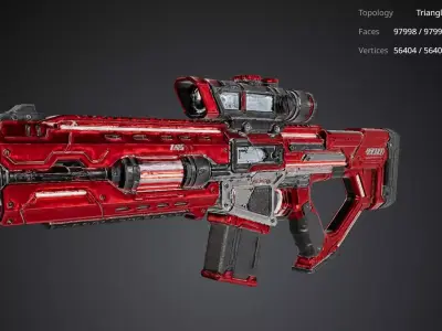 Red Rifle Gun 3D model purchase