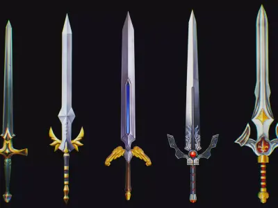 Sword Edged Weapon One Handed Medieval Melee Knife Iron Blade Low-poly 3D model buy