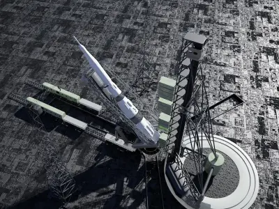 N-1 Rocket Launch Pad 3D model