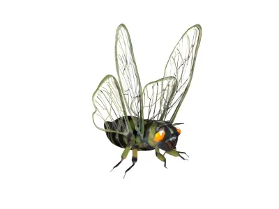 Cicada beetle flying Low-poly 3D model