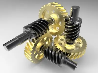 Curiously worm gear mechanism 3D model