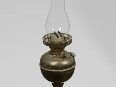 Brass Oil Lamp Victorian photogrammetry scan PBR 4K textures Low-poly 3D model
