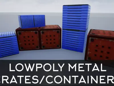 Lowpoly Metal Sci-Fi Crates and Containers Low-poly 3D model