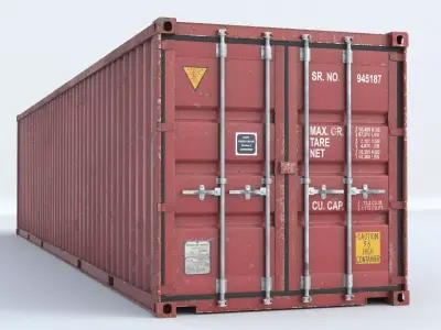 Cargo Container Red 40 feet PBR 3D model