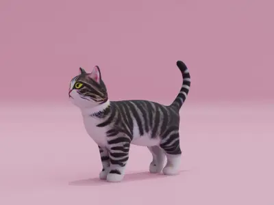 Cat Realistic Stripe Ribbed Free low-poly 3D model