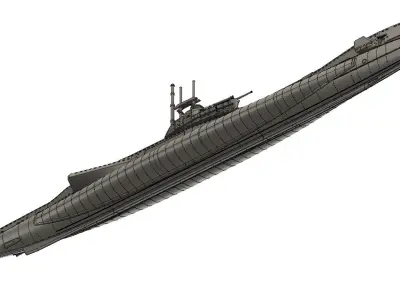British T-class submarine 1-350 scale model STL 3D print model
